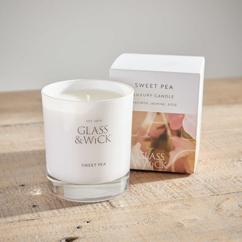 Glass and Wick Sweet Pea Candle