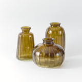 Amber Glass Bud Vases – Set of 3