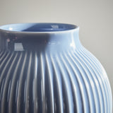 Grooved Lavender Blue Olpe Vase